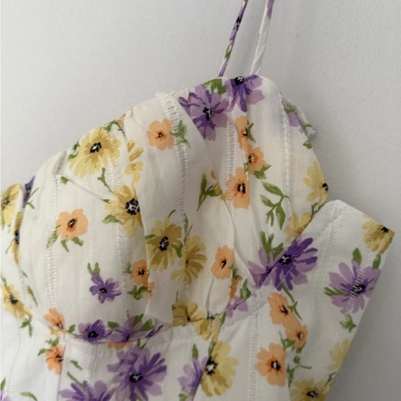 Zara Floral Mini Bodice Dress Size XL BNWT Strappy Summer - Picture 4 of 9